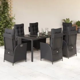 Set de comedor de jardín 7 pzas y cojines ratán sintético negro von , Gartensets - Ref: Foro24-3213073, Preis: 977,62 €, Raba...