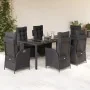 Set de comedor de jardín 7 pzas y cojines ratán sintético negro by , Garden sets - Ref: Foro24-3213073, Price: 920,29 €, Disc...