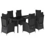 Set de comedor de jardín 7 pzas y cojines ratán sintético negro by , Garden sets - Ref: Foro24-3213073, Price: 920,29 €, Disc...