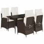 Set comedor de jardín 5 piezas y cojines ratán sintético marrón de , Conjuntos de jardín - Ref: Foro24-3213197, Precio: 648,5...