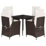 Set comedor de jardín 5 piezas y cojines ratán sintético marrón by , Garden sets - Ref: Foro24-3213195, Price: 606,28 €, Disc...