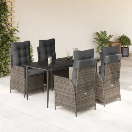 Set comedor de jardín 5 piezas con cojines ratán sintético gris von , Gartensets - Ref: Foro24-3213218, Preis: 700,25 €, Raba...