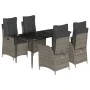 Set comedor de jardín 5 piezas con cojines ratán sintético gris von , Gartensets - Ref: Foro24-3213218, Preis: 700,25 €, Raba...