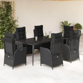 Set de comedor de jardín 7 pzas y cojines ratán sintético negro von , Gartensets - Ref: Foro24-3213181, Preis: 1,00 €, Rabatt: %