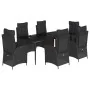 Set de comedor de jardín 7 pzas y cojines ratán sintético negro de , Conjuntos de jardín - Ref: Foro24-3213181, Precio: 1,00 ...