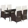 Set comedor de jardín 5 piezas y cojines ratán sintético marrón de , Conjuntos de jardín - Ref: Foro24-3213207, Precio: 656,6...