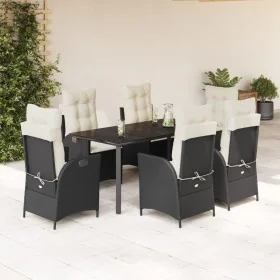 Set de comedor de jardín 7 pzas y cojines ratán sintético negro von , Gartensets - Ref: Foro24-3213169, Preis: 868,79 €, Raba...