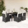 Set de comedor de jardín 7 pzas y cojines ratán sintético negro de , Conjuntos de jardín - Ref: Foro24-3213169, Precio: 859,3...