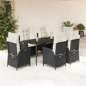 Set de comedor de jardín 7 pzas y cojines ratán sintético negro by , Garden sets - Ref: Foro24-3213160, Price: 890,50 €, Disc...