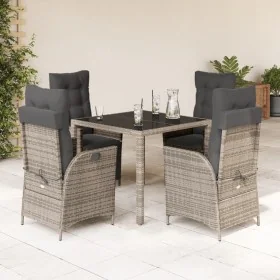 Set comedor de jardín 5 piezas con cojines ratán sintético gris by , Garden sets - Ref: Foro24-3213078, Price: 659,04 €, Disc...