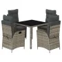 Set comedor de jardín 5 piezas con cojines ratán sintético gris de , Conjuntos de jardín - Ref: Foro24-3213078, Precio: 659,0...