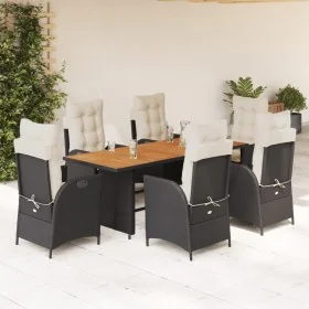 Set de comedor de jardín 7 pzas y cojines ratán sintético negro by , Garden sets - Ref: Foro24-3213136, Price: 920,51 €, Disc...