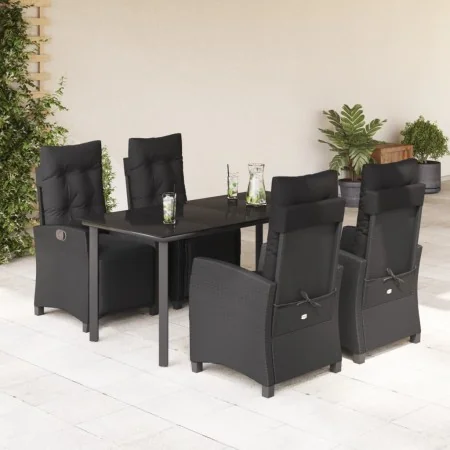 Set de muebles jardín 5 pzas con cojines ratán sintético negro de , Conjuntos de jardín - Ref: Foro24-3212970, Precio: 774,61...