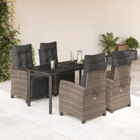 Set comedor de jardín 5 piezas con cojines ratán sintético gris by , Garden sets - Ref: Foro24-3212998, Price: 746,26 €, Disc...