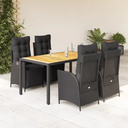 Set de muebles jardín 5 pzas con cojines ratán sintético negro by , Garden sets - Ref: Foro24-3213340, Price: 766,74 €, Disco...