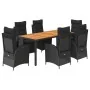 Set de comedor de jardín 7 pzas y cojines ratán sintético negro de , Conjuntos de jardín - Ref: Foro24-3213342, Precio: 1,00 ...