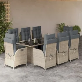 Set comedor de jardín 9 pzas cojines ratán sintético gris claro by , Garden sets - Ref: Foro24-3213363, Price: 1,00 €, Discou...