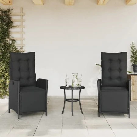 Sillones reclinables jardín con reposapiés 2 uds ratán PE negro de , Sillas de jardín - Ref: Foro24-365289, Precio: 296,98 €,...