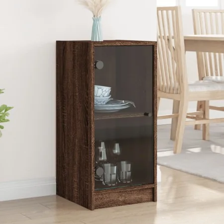 Armario auxiliar puertas de vidrio marrón roble 35x37x75,5 cm de , Aparadores - Ref: Foro24-836405, Precio: 50,37 €, Descuent...