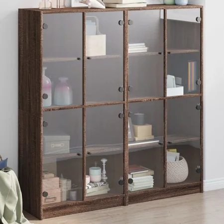 Estantería con puertas madera marrón roble 136x37x142 cm de , Aparadores - Ref: Foro24-3206523, Precio: 246,94 €, Descuento: %