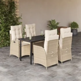Set comedor de jardín 5 pzas con cojines ratán sintético beige by , Garden sets - Ref: Foro24-3213247, Price: 677,26 €, Disco...