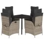 Set comedor de jardín 5 piezas con cojines ratán sintético gris by , Garden sets - Ref: Foro24-3213226, Price: 659,92 €, Disc...