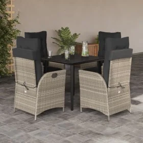 Set comedor de jardín 5 pzas cojines ratán sintético gris claro by , Garden sets - Ref: Foro24-3213285, Price: 574,62 €, Disc...
