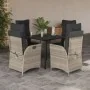 Set comedor de jardín 5 pzas cojines ratán sintético gris claro de , Conjuntos de jardín - Ref: Foro24-3213285, Precio: 574,5...