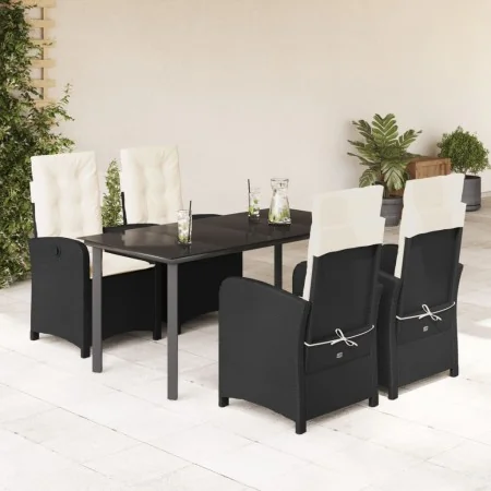 Set de muebles jardín 5 pzas con cojines ratán sintético negro de , Conjuntos de jardín - Ref: Foro24-3212304, Precio: 586,54...