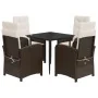 Set comedor de jardín 5 piezas y cojines ratán sintético marrón by , Garden sets - Ref: Foro24-3212331, Price: 609,25 €, Disc...
