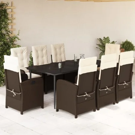 Set comedor para jardín 9 pzas y cojines ratán sintético marrón by , Garden sets - Ref: Foro24-3212338, Price: 1,00 €, Discou...