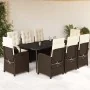 Set comedor para jardín 9 pzas y cojines ratán sintético marrón by , Garden sets - Ref: Foro24-3212338, Price: 1,00 €, Discou...