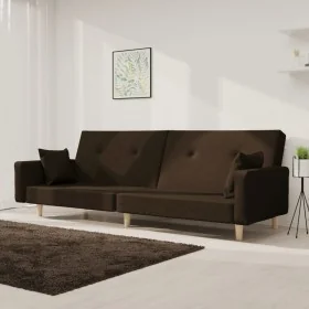 Sofá cama de 2 plazas con dos almohadas tela marrón oscuro von , Sofas - Ref: Foro24-375745, Preis: 286,96 €, Rabatt: %