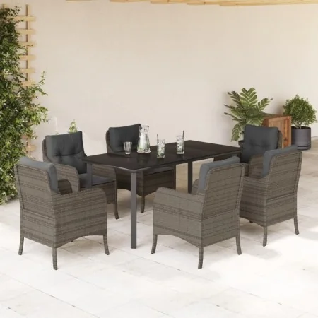 Set comedor jardín 7 pzas y cojines ratán sintético gris de , Conjuntos de jardín - Ref: Foro24-3211959, Precio: 770,75 €, De...
