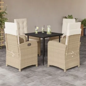 Set comedor de jardín 5 pzas con cojines ratán sintético beige by , Garden sets - Ref: Foro24-3212371, Price: 597,32 €, Disco...