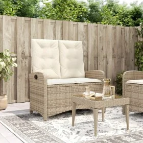 Sillón reclinable de jardín con cojines ratán sintético beige von , Gartenbänke - Ref: Foro24-368219, Preis: 177,41 €, Rabatt: %