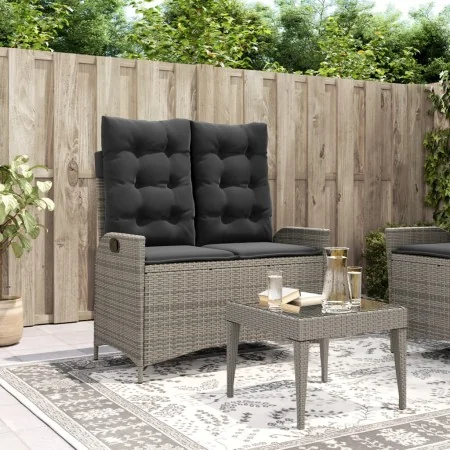 Sillón reclinable de jardín con cojines ratán sintético gris de , Bancos de jardín - Ref: Foro24-368238, Precio: 172,38 €, De...