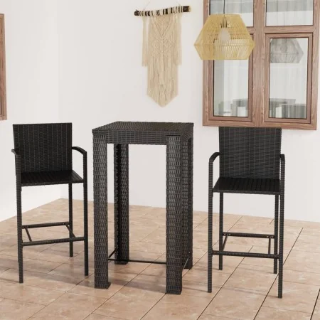 Muebles de bar jardín 3 pzas ratán sintético reposabrazos negro by , Garden sets - Ref: Foro24-3064805, Price: 318,65 €, Disc...
