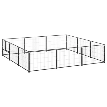 Perrera acero 9 m² negra by , Dog kennels and fences - Ref: Foro24-3082127, Price: 230,75 €, Discount: %