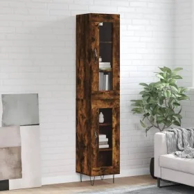 Aparador de madera contrachapada roble ahumado 34,5x34x180 cm by , Sideboards - Ref: Foro24-3199462, Price: 99,16 €, Discount: %