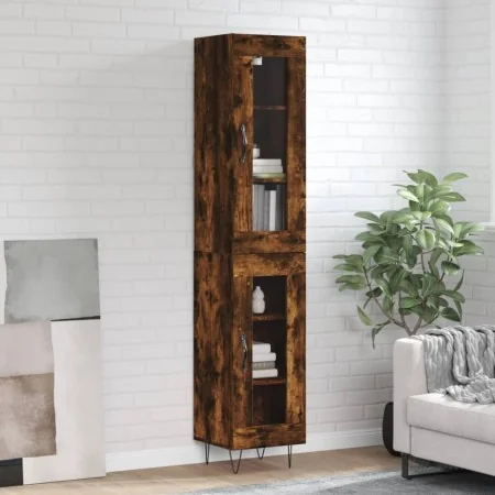 Aparador de madera contrachapada roble ahumado 34,5x34x180 cm by , Sideboards - Ref: Foro24-3199462, Price: 99,15 €, Discount: %