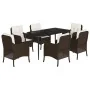 Set comedor de jardín 7 pzas con cojines ratán sintético marrón von , Gartensets - Ref: Foro24-3211938, Preis: 708,37 €, Raba...