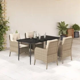 Set comedor de jardín 5 pzas con cojines ratán sintético beige by , Garden sets - Ref: Foro24-3211965, Price: 583,92 €, Disco...
