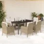 Set comedor de jardín 7 pzas con cojines ratán sintético beige by , Garden sets - Ref: Foro24-3211973, Price: 800,73 €, Disco...