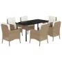 Set comedor de jardín 7 pzas con cojines ratán sintético beige by , Garden sets - Ref: Foro24-3211973, Price: 800,73 €, Disco...