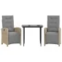Sillas y mesita de jardín 3 piezas ratán sintético cojín gris by , Garden sets - Ref: Foro24-3212598, Price: 391,18 €, Discou...