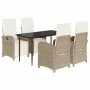 Set comedor de jardín 5 pzas con cojines ratán sintético beige by , Garden sets - Ref: Foro24-3212572, Price: 640,95 €, Disco...