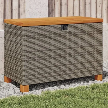 Caja de almacenaje jardín madera acacia ratán gris 80x40x48 cm von , Aufbewahrungsboxen für den Außenbereich - Ref: Foro24-36...