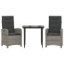 Set comedor de jardín 3 piezas con cojines ratán sintético gris by , Garden sets - Ref: Foro24-3212350, Price: 355,17 €, Disc...