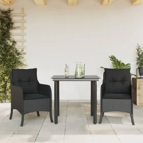 Set comedor de jardín 3 pzas con cojines ratán sintético negro by , Garden sets - Ref: Foro24-3211927, Price: 277,79 €, Disco...